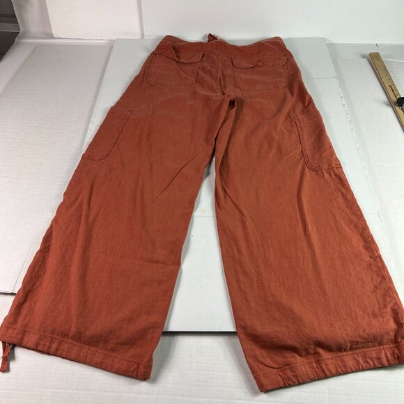 American Eagle Linen Blend Pants Women's 34x29* High Rise Wide Leg Orange Tag 12 - Picture 10 of 16